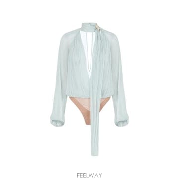 26 FW Elisabetta Franchi 크레폰 푸시 보우 바디수트 CB00566E2FK2 TP45919