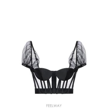 26 FW Elisabetta Franchi 메시 앤 가자르 뷔스티에 탑 TO08967E2 TP4569584