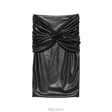 26 FW Elisabetta Franchi 주름 트위스트 디테일 미디 스커트 GO21966E2 TP4562
