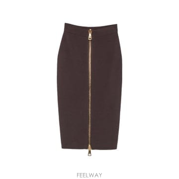 26 FW Elisabetta Franchi 프런트 지퍼 펜슬 미디 스커트 GK28B66E2 TP456214