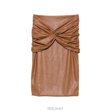 26 FW Elisabetta Franchi 트위스트 디테일 개더 미디 스커트 GO21966E2 TP4562