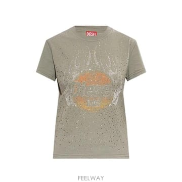 Diesel 26 FW ���� T Maggy Cry crystal embellished graphic print T shi26 FW ���� T Maggy Cry crystal embellished graphic pri