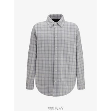26 FW 오프화이트 체크 플란넬 패딩 오버셔츠 OMES01FF26FAB00100 TP457135627