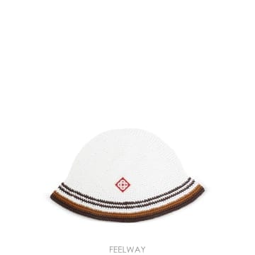 26 FW 카사블랑카 화이트 앤 브라운 스트라이프 크로셰 모자 APF26HAT12101 TP454458865
