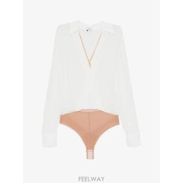 26 FW Elisabetta Franchi 체인 디테일 랩 프런트 바디수트 CB00966E2 TP45620