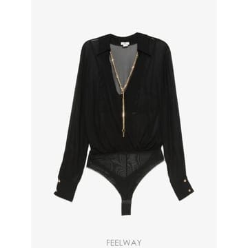 26 FW Elisabetta Franchi 주얼 체인 조젯 패브릭 바디수트 CB00966E2 TP45876