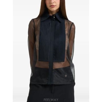 26 FW Elisabetta Franchi sheer pleated shirt CA168110 TP4582