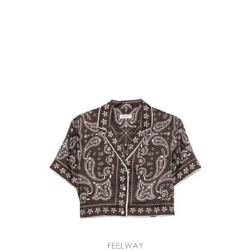 26 FW 산드로 페이즐리 프린트 크롭 셔츠 SFPCM01654 TP454192012