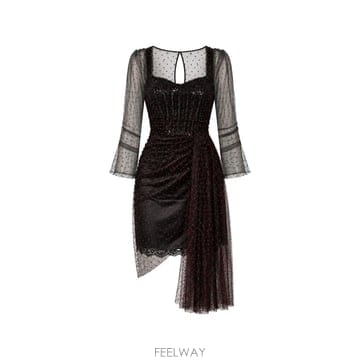 Dolce&Gabbana 26 FW ��ü�ذ��ٳ� ���̽� Ʈ���� ��Ҹ� �ý� �̴� �巹�� KEDGA00058 TP45838108326 FW ��ü�ذ��ٳ� ���̽� Ʈ���� ��Ҹ� �ý� �̴� �巹