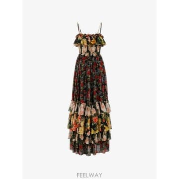 Dolce&Gabbana 26 FW ��ü�ذ��ٳ� �÷η� ����Ʈ Ƽ��� �ƽ� �巹�� DR281071 TP45838108026 FW ��ü�ذ��ٳ� �÷η� ����Ʈ Ƽ��� �ƽ� �巹�� DR