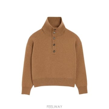 26 FW 아미 브라운 하이 버튼 칼라 울 스웨터 H26UKS885KN0192 TP457673803