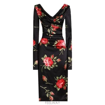 Dolce&Gabbana 26 FW ��ü�ذ��ٳ� �÷η� ��Ҹ� �̵� �巹�� F60DHTFSICD TP45471823426 FW ��ü�ذ��ٳ� �÷η� ��Ҹ� �̵� �巹�� F60DHTFSI