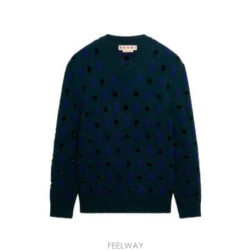 26 FW 마르니 컷아웃 폴카 도트 블루 울 캐시미어 스웨터 CVMG0162Q0UFZ421 TP4593317