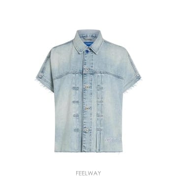 26 FW 칼라거펠트 애시드 워싱 반소매 데님 재킷 B2W140361CT TP455561655