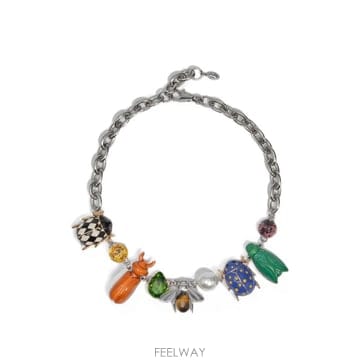 26 FW BIMBA Y LOLA  크리스털 실버 에나멜 비틀 네크리스 262BAF15710040 TP458