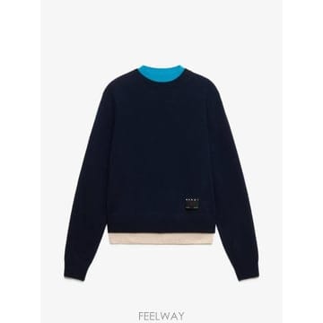 26 FW 마르니 레이어드 이펙트 딥 블루 캐시미어 스웨터 GCMG0502Q0UFX331 TP45538118