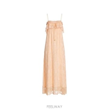 Chloe 26 FW ���ο� Thin strap long dress in silk jacquard   lace 26AR26 FW ���ο� Thin strap long dress in silk jacquard   