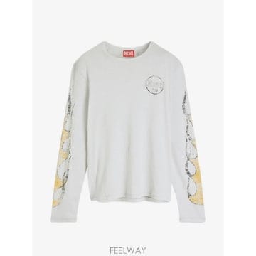 Diesel 26 FW ���� long sleeve T shirt in slub jersey with crack print26 FW ���� long sleeve T shirt in slub jersey with cra