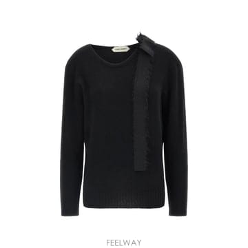 Alberta Ferretti 26 FW �˺���Ÿ�䷹Ƽ bow detail frayed hem sweater A090751020555 TP26 FW �˺���Ÿ�䷹Ƽ bow detail frayed hem sweater A09