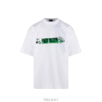 발렌시아가 로고 프린트 하이넥 티셔츠