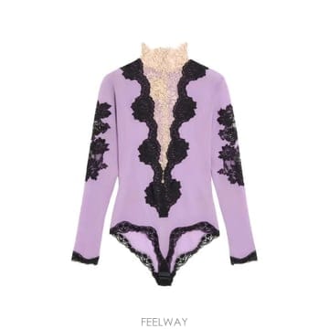 Valentino ���Ϲ�� �߷�Ƽ�� ����ٴ� jersey bodysuit with lace���Ϲ�� �߷�Ƽ�� ����ٴ� jersey bodysuit with lace