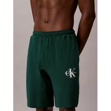 캘빈클라인 남자 라운지웨어 킹스 에메랄드 그린 아이콘 코튼 모노그램 슬립 쇼츠 미국버전