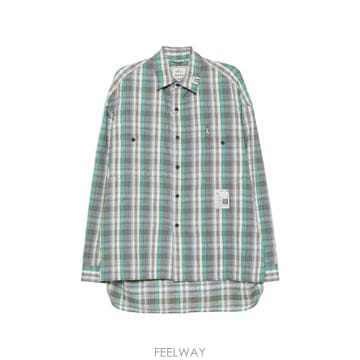 메종미하라야스히로 check pattern logo patch shirt 12317322346760 TP72