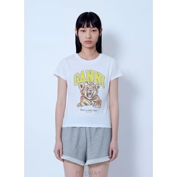 GANNI 26 FW ���� ���� Basic Cotton Baby Tiger T Shirt A1050258 151 TP826 FW ���� ���� Basic Cotton Baby Tiger T Shirt A10502