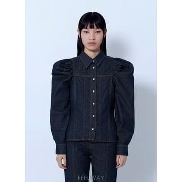 GANNI 26 FW ���� ���� Slub Denim Shirt gan0266005den26 FW ���� ���� Slub Denim Shirt gan0266005den