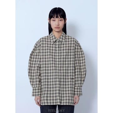 GANNI 26 FW ���� ���� Light Check Flannel Pleated Sleeve Shirt gan026626 FW ���� ���� Light Check Flannel Pleated Sleeve Shi
