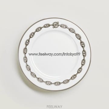 에르메스 샹달 접시 디저트 접시 원형 22cm 플래티넘, 블루