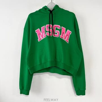MSGM 로고 크롭 후드 티셔츠