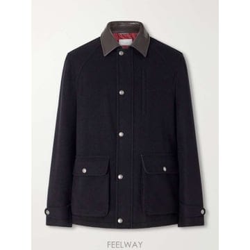 브루넬로 쿠치넬리 레더 CASHMEREFELT 자켓 MT401638 B0082365329