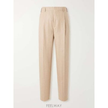 브루넬로 쿠치넬리 스트라이프 플리트 스트레이트레그 WOOLSILK  B0082365339