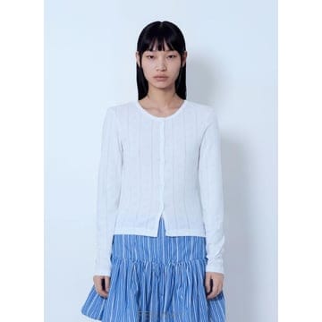 GANNI 26 FW ���� ���� Compact Pointelle Rib Jersey Top gan0265003wht26 FW ���� ���� Compact Pointelle Rib Jersey Top gan02