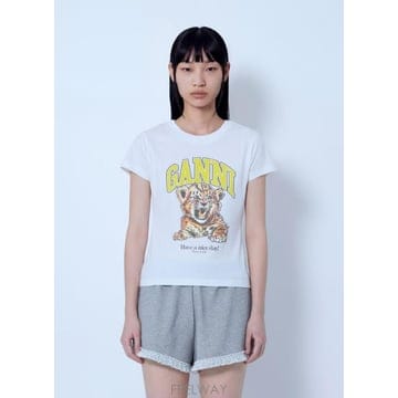 GANNI 26 FW ���� ���� Basic Cotton Baby Tiger T Shirt gan0265042wht26 FW ���� ���� Basic Cotton Baby Tiger T Shirt gan026