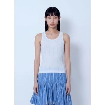 GANNI 26 FW ���� ���� Compact Pointelle Rib Jersey Tank Top gan026500726 FW ���� ���� Compact Pointelle Rib Jersey Tank Top 