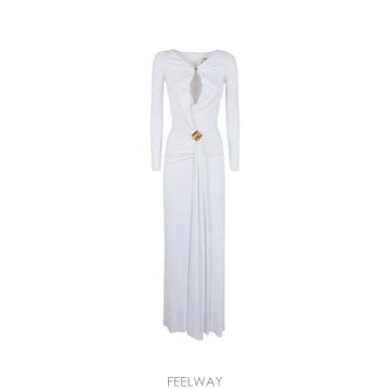 26 FW Elisabetta Franchi 골드톤 톤 하드웨어 맥시 드레스 ABR1461E2 TP45430