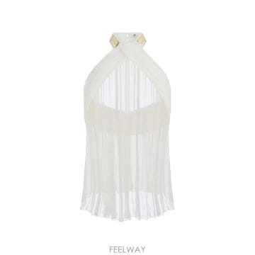 26 FW Elisabetta Franchi 주얼 로고 크레폰 패브릭 탑 TO08867E2 TP4587663