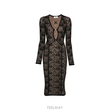 26 FW Elisabetta Franchi 긴소매 미디 드레스 AM26Q66E2 TP458136622