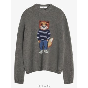 26 FW 메종 키츠네 폭스 그래픽 크루 넥 스웨터 PM00806KH0002 TP455781185