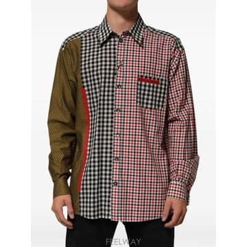 Dolce&Gabbana ���Ϲ�� ��ü�ذ��ٳ� checkered patchwork shirt���Ϲ�� ��ü�ذ��ٳ� checkered patchwork shirt