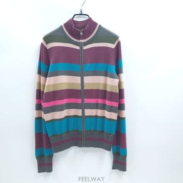 PAUL SMITH 폴스미스 핑크 울블렌드 스트라이프 니트 집업가디건 C208