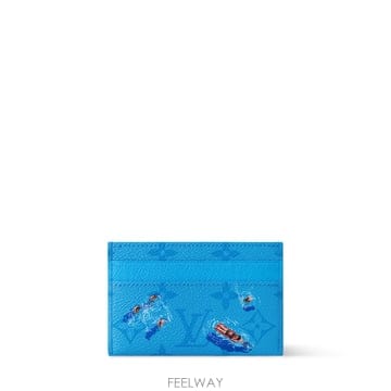 (국내A/S가능) 루이비통 더블 모노그램 캔버스 남성 카드홀더 카드지갑 블루 M14862