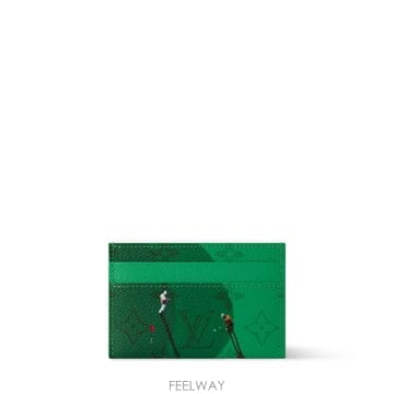 (국내A/S가능) 루이비통 더블 모노그램 컬러 캔버스 남성 카드홀더 카드지갑 그린 M14863