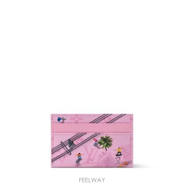 (국내A/S가능) 루이비통 더블 모노그램 캔버스 남성 카드홀더 카드지갑 핑크 M26803
