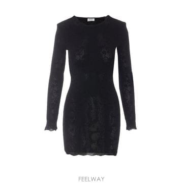 26 F/W 생로랑 미니 드레스 인 플로랄 메쉬 니트 A008F0/Y B0012365882