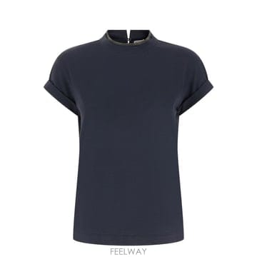 Brunello Cucinelli 26FW ���ڷ� ��ġ�ڸ� ��Ʈ��Ʈ Ʈ�� ��ư Ƽ���� M0T18BD200 C3186 Blue26FW ���ڷ� ��ġ�ڸ� ��Ʈ��Ʈ Ʈ�� ��ư Ƽ���� M0T