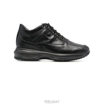 호간 블랙 레더 스니커즈 HXW00N00010ZKAB999 B0302366593