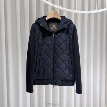 (S급/M) / 로로피아나 로로피아나 멜레토 후드 니트 패딩 네이비